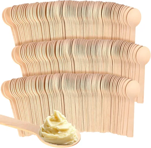 Miniatura 8 de Cucharas desechables mini de madera saboreadoras Cucharas de helado Cucharas de muestreo (150, 3.75 pulgadas)
