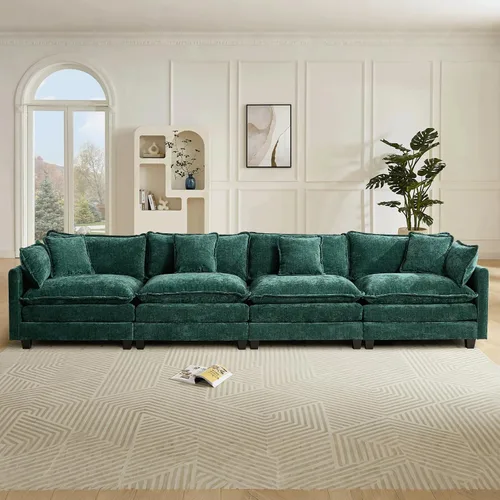 Miniatura 73 de Sofá seccional modular convertible de 76.7", sofás de dos plazas de chenilla con asiento profundo y cojines tipo loveseat para sala de estar, Beige
