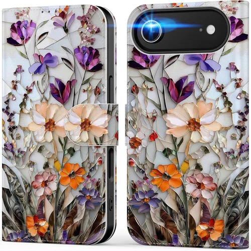 Miniatura 114 de DEENAKIN Funda tipo cartera para iPhone 15 con tarjetero + clip para efectivo, bloqueo RFID, protección contra caídas de grado militar y obras