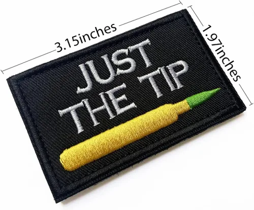 Miniatura 4 de Just The Tip Penetrator - Divertido parche bordado 3D de gancho y bucle, parche táctico militar de 3.15 x 1.97 pulgadas, tamaño (negro + blanco)