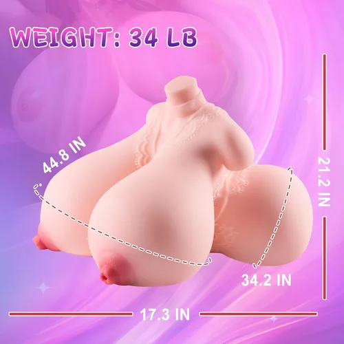 Miniatura 2 de Muñeca sexual para adultos de 34 libras, masturbador masculino con tetas súper grandes, 3 en 1, muñeca de amor masculina 3D realista de fantasía