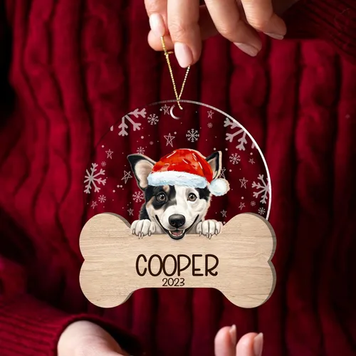 Miniatura 144 de Nazenti American Pit Bull Terrier Adorno de Navidad, adorno de perro fotográfico, adorno de perro personalizado, adornos de fotos de madera