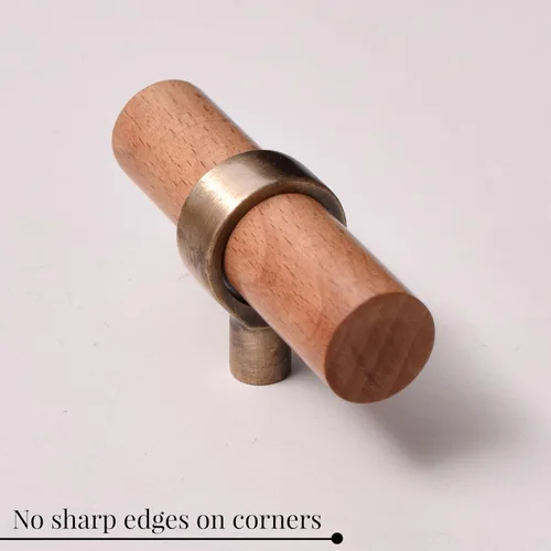 Miniatura 3 de Indian Shelf Paquete de 6 manijas de madera natural para cajones, pomos de tocador, tiradores de armario, estilo decorativo elegante