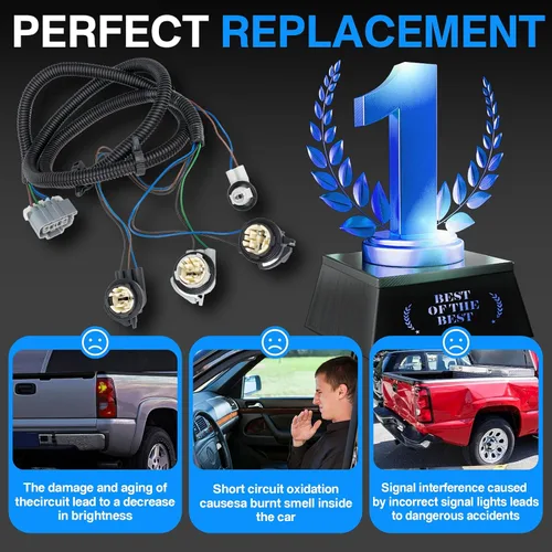 Miniatura 2 de Kit de arnés de cableado directo para luz trasera del lado del pasajero derecho Compatible con Chevy Silverado 1500 1500HD 2500HD 3500 2003-2007