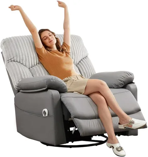 Miniatura 8 de GRAINELL - Silla reclinable giratoria con masaje y calor, puerto de carga USB, reclinable eléctrico de posición infinita, mecedoras eléctricas