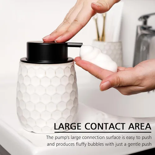 Miniatura 2 de Dispensador de jabón espumoso, dispensador de jabón de manos de espuma de cerámica de 12 onzas con diseño de panal para cocina o baño, dispensador