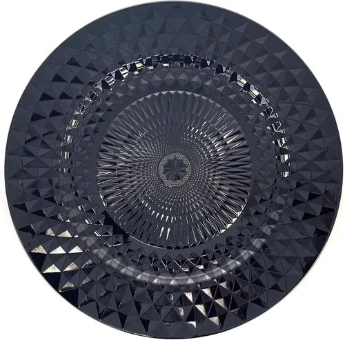 Miniatura 7 de Allgala Placas de carga, 13 pulgadas, paquete de 6 unidades de plástico resistente con patrón de diamante brillante para boda, plata-HD80402 Plateado