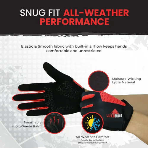 Miniatura 5 de Guantes de bicicleta para hombres y mujeres con almohadilla antideslizante que absorbe los golpes, guantes de ciclismo ligeros para dedos completos