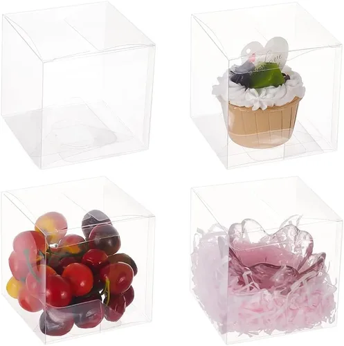 Miniatura 10 de BENECREAT Paquete de 10 cajas grandes de plástico transparente de 4.7 x 4.7 x 4.7 pulgadas para regalos de fiesta de San Valentín y dulces de fiesta
