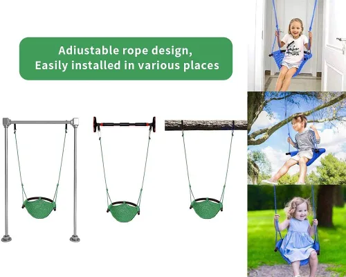 Miniatura 2 de Columpio Tejido a Mano para Niños Pequeños, Asiento de Columpio para Niños con Cuerdas Ajustables, Juego de Columpios Little Tikes, para Exteriores