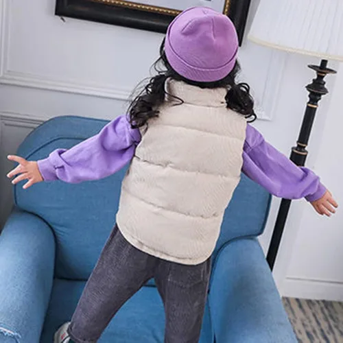 Miniatura 3 de Chaleco de forro polar mullido sin mangas para niños y niñas, abrigo con bolsillos para el pulgar