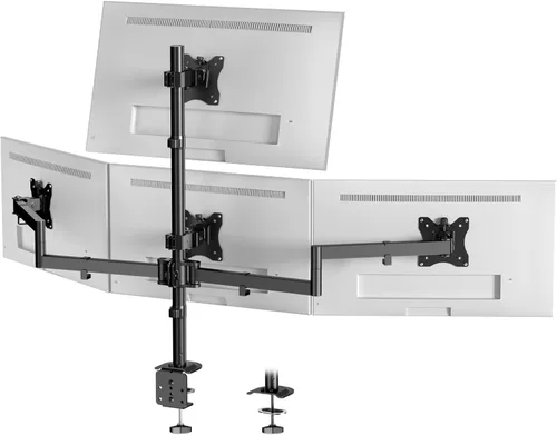 Soporte para monitor cuádruple para 17-27 pulgadas, totalmente ajustable, resistente, soporte de escritorio con 4 brazos, carga máxima de 22 libras