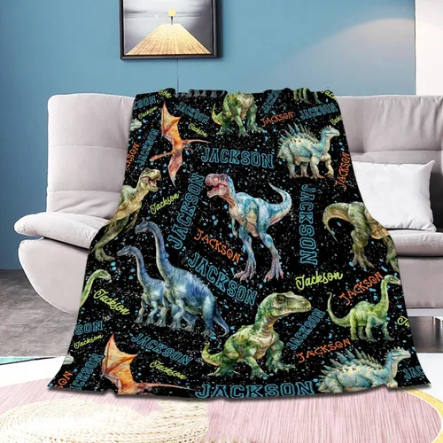 Miniatura 18 de Manta de bebé de esqueletos de dinosaurios de neón retro de los años 80, regalos para niños y niñas, decoración de dinosaurios, felpa suave