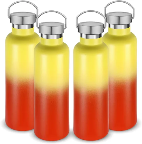 Miniatura 16 de Volhoply 24 onzas Botella de agua aislada con boca estándar con tapa de combinación de plástico y acero inoxidable, botellas de agua de 304 18/8