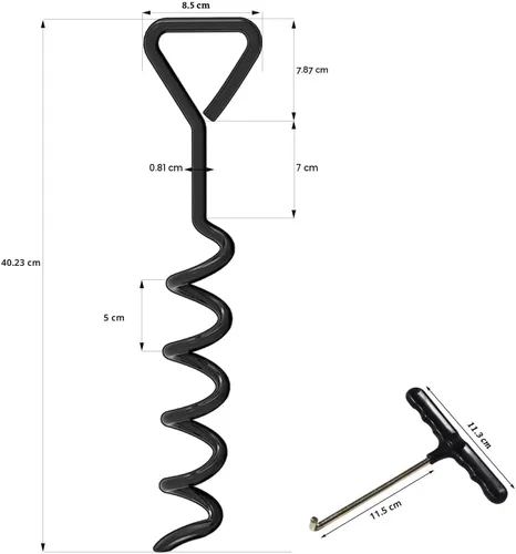 Miniatura 5 de Eurmax USA Estacas para Trampolín de Servicio Pesado Partes de Trampolín Estacas de Acero con Forma de Sacacorchos Kit de Anclaje con Gancho en T
