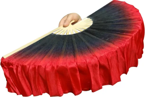 Miniatura 30 de Winged Sirenny Pares de abanicos plegables de seda cortos de 4 pulgadas (3.9 in) para adoración y baile popular chino (negro a morado)