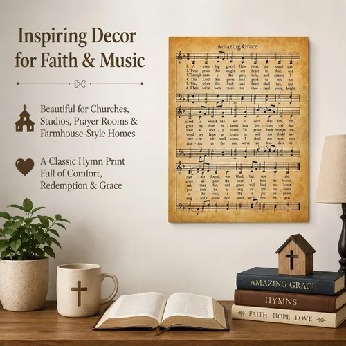 Miniatura 8 de Amazing Grace - Póster artístico para pared, impresión artística sin marco de 11 x 14 pulgadas, gran inspiración, hojas musicales para regalo
