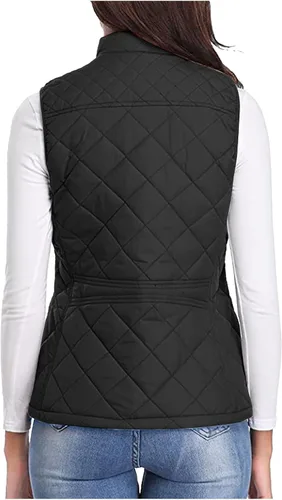 Miniatura 5 de Chaleco acolchado para mujer, con cuello alto, ligero, con cremallera, sin mangas, chaquetas de plumón de invierno, chalecos cálidos, ropa de abrigo