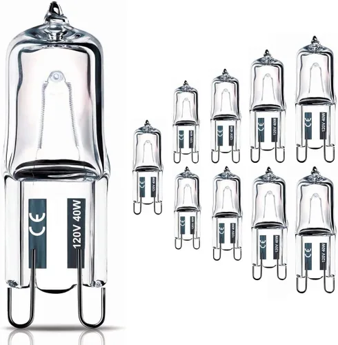 Miniatura 8 de Vinaco Bombilla G9, paquete de 10 bombillas halógenas G9 esmeriladas de 40 W, alto brillo JCD G9 120 V 40 W, G9 regulable blanco cálido 2800 K