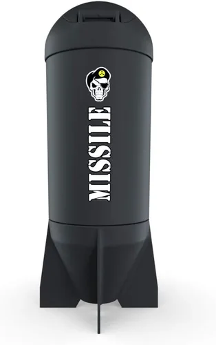 Miniatura 2 de Missile - Botella agitadora con temática militar, taza de proteína a prueba de fugas con compartimento de almacenamiento, mezcla de polvos