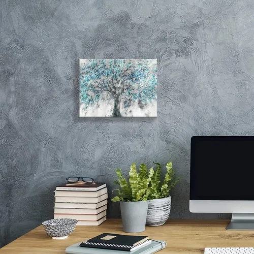 Miniatura 5 de Hardy Gallery Lienzo abstracto de árbol para la pared: pintura azul, impresión gráfica sobre lienzo, tamaño pequeño sin adornos para comedor