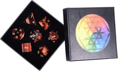 Miniatura 9 de Nupuyai Juego de dados poliédricos D&D de cristal de cuarzo rosa curativo con caja para Calabozos y Dragones, juego de 7 dados de mesa para RPG MTG