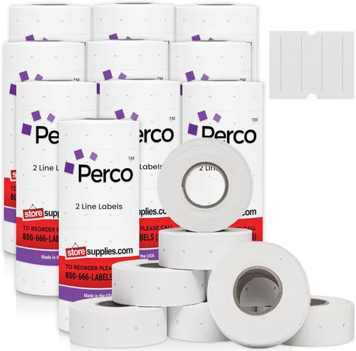 Miniatura 26 de Perco Etiquetas azules de 2 líneas, 6,000 etiquetas de precio en blanco y fecha para pistolas Perco de 2 líneas de precio y fecha, 8 rollos, 1