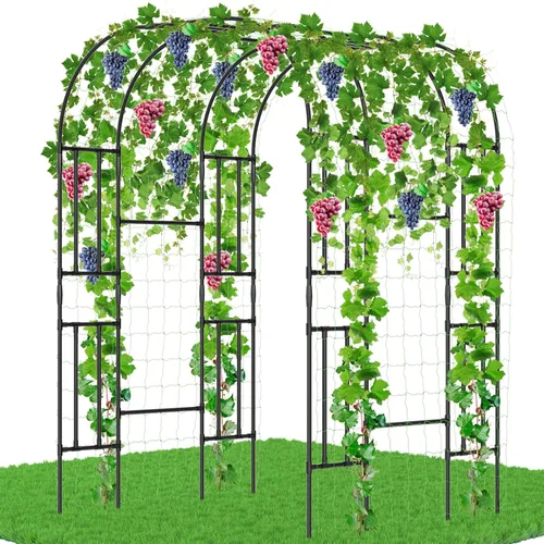 Enrejado alto de arco de jardín para plantas trepadoras al aire libre, 87 pulgadas de alto, soporte de plantas de metal, enrejado de pepino para