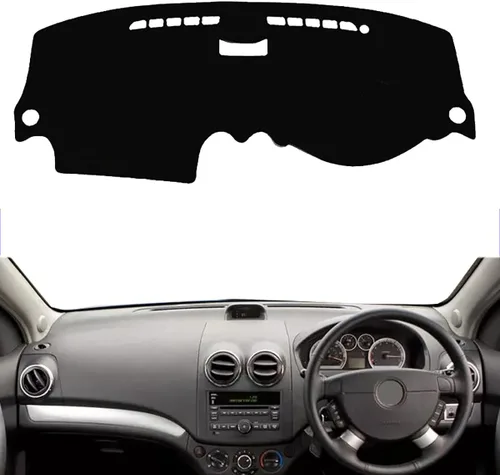 Miniatura 7 de HATHWAY Compatible con Chevrolet Aveo 2003-2011, cubierta de tablero de automóvil, cubierta de salpicadero negro, tapete de cubierta de tablero