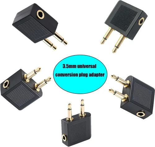 Miniatura 4 de Adaptador de audio dual de 0.138 in macho a hembra para auriculares de avión, adaptador de audio de vuelo compatible con auriculares Sony WH-1000XM3