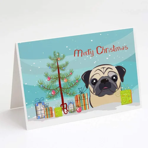 Miniatura 14 de Caroline's Treasures BB1616GCA7P - Tarjetas de felicitación y sobres de árbol de Navidad y sabueso afgano, paquete de 8 tarjetas en blanco