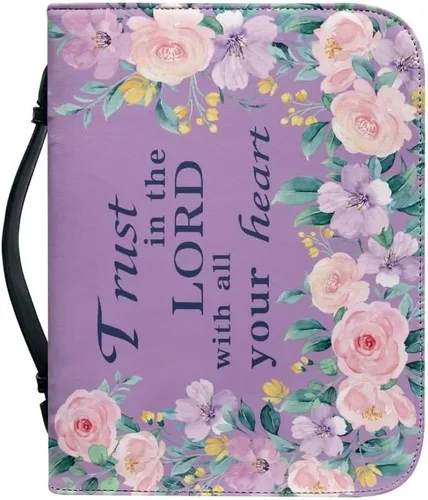 Miniatura 18 de Funda de cuero para la Biblia para hombres, funda de Biblia con patrón de bola roja, bolsa grande para la Biblia con asa bolsa de mano