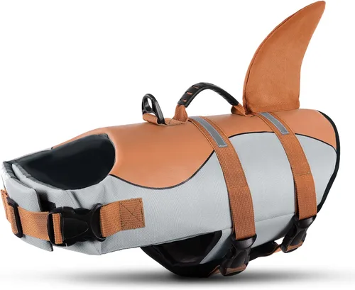 Miniatura 15 de Queenmore - Chaleco salvavidas Ripstop de tiburón para perro, ajustable, con alta flotabilidad y asa de rescate duradera, para perros pequeños