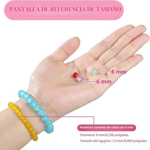 Miniatura 4 de 1368 piezas de cuentas de vidrio de 6 mm para pulseras, 34 colores de cuentas de cristal para hacer joyas, cuentas redondas de vidrio Funtopia