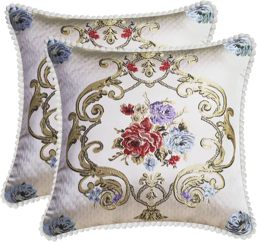 Miniatura 20 de SZHELEJIAM Juego de 2 fundas de almohada con volantes de 12 x 20 pulgadas, fundas de cojín decorativas de felpilla suave jacquard para sofá