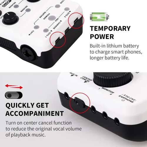 Miniatura 5 de JOYO Mezclador de audio USB Interfaz de audio estéreo XLR+48V Phantom Power Mixer para transmisión en vivo, grabación, podcasting Plug & Play