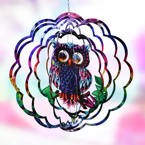 Miniatura 8 de VP Home Giratorio de Viento Cinético Mandala Explosión Floral para Patio y Jardín Giratorio de Viento Exterior Metal Grande Decoración 3D de Mandala