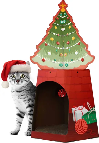 Miniatura 6 de American Cat Club Casa para gatos con rascador y hierba gatera incluidos - Casa de playa