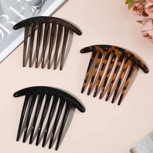 Miniatura 3 de Ymapinc 3 peines franceses para el cabello, 7 dientes, de plástico, elegantes peines laterales franceses para mujeres y niñas, ordenar moños