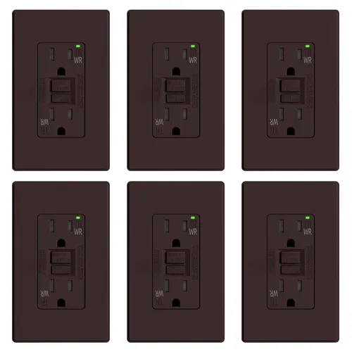 Miniatura 42 de ELEGRP Salida GFCI para Exteriores, Receptáculo GFI Eléctrico de Autoprueba de 15 Amperios con Diseño Más Delgado, Receptáculo GFCI Resistente a