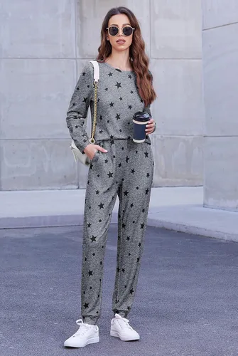 Miniatura 99 de Ekouaer Conjunto de pijama de manga larga para mujer, ropa de dormir suave con cuello redondo y bolsillos