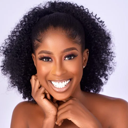 Miniatura 8 de Extensión de cola de caballo rizada con cordón Afro Puff para mujeres negras, extensiones de cabello sintético corto afro Kinkys rizado, extensión