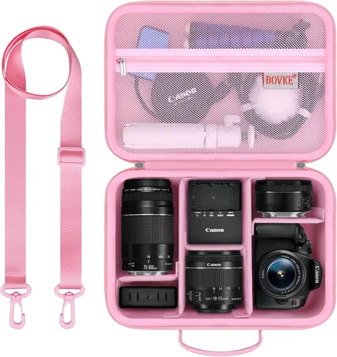 Miniatura 8 de BOVKE Funda de transporte para cámaras Canon EOS Rebel T7 / R50 / R6 Mark II / R100, estuche de almacenamiento para cámaras Canon, Sony, Nikon DSLR
