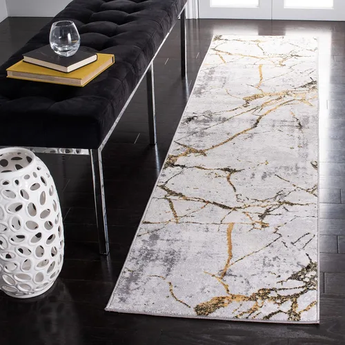 Miniatura 10 de SAFAVIEH Amelia Collection - Alfombra decorativa de 2 x 4 pies, gris y negro, diseño abstracto moderno, no desprende pelusa y de fácil cuidado