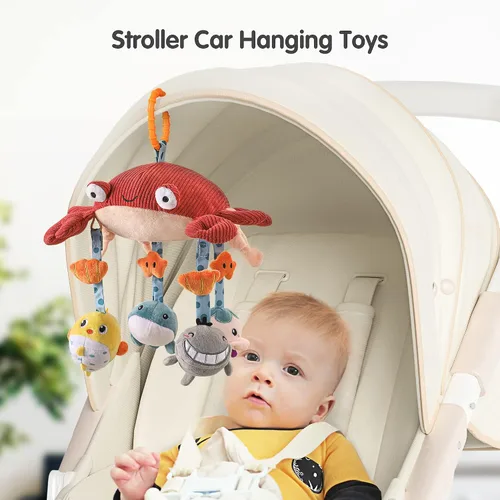 Miniatura 5 de TUMAMA - Juguetes para bebés de 0, 3, 6, 9 a 12 meses, cochecito de animales de peluche de actividad y juguete colgante para asiento de automóvil