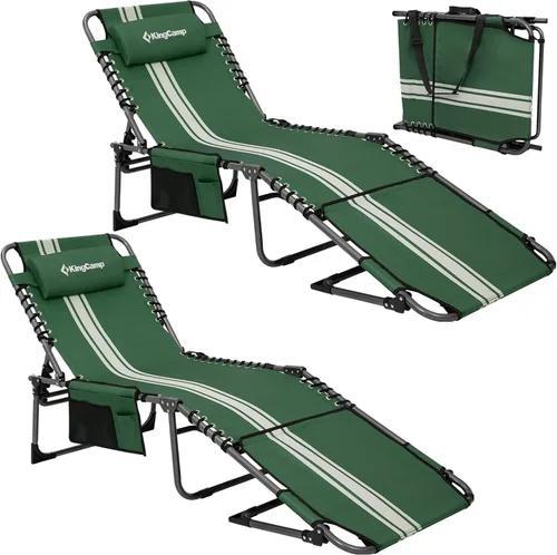 Miniatura 18 de KingCamp Silla de bronceado con agujero facial, sillas de descanso plegables para exteriores, cómodas, ajustables, de 5 posiciones, tumbona plegable
