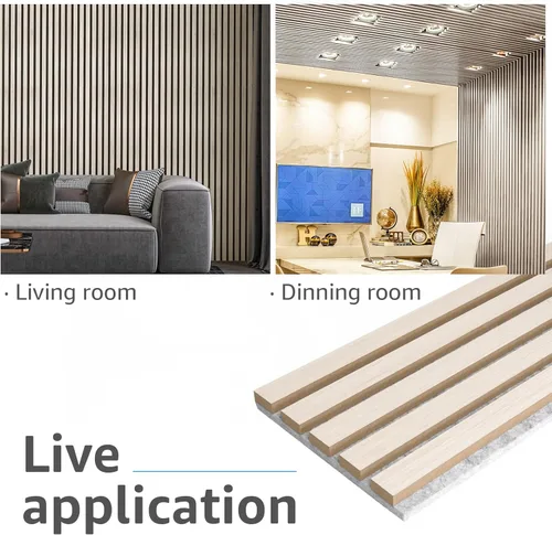 Miniatura 6 de Art3d Paneles acústicos de listones de madera de 4 piezas para decoración elegante y reducción de ruido, panel texturizado 3D para techo y pared