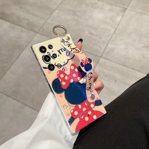 Miniatura 7 de Funda para Samsung Galaxy S22 Ultra con correa de muñeca, funda con función atril de 6.8 pulgadas, 5G con purpurina brillante de dibujos animados