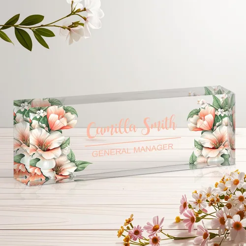 Miniatura 14 de Placa de nombre personalizada para escritorio, letrero de nombre de escritorio acrílico personalizado, regalos de agradecimiento de oficina
