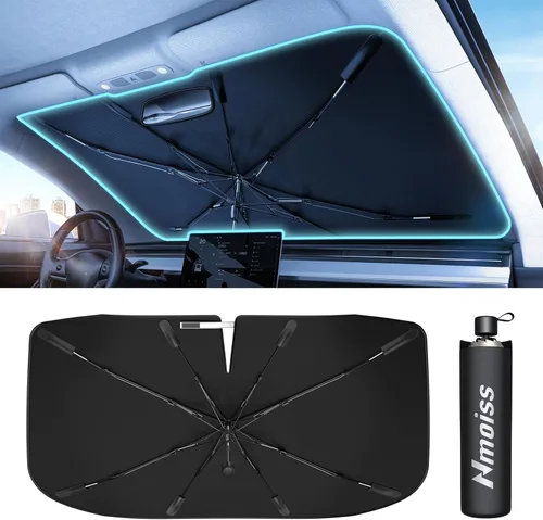 Parasol mejorado para parabrisas Nmoiss para automóvil, revestimiento de vinilo, protege el automóvil de los rayos solares y daños por calor, te